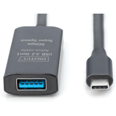 Digitus Подовжувач USB 3.2 Gen1 Active Cable 5G, C/M-A/F, 10м, чорний