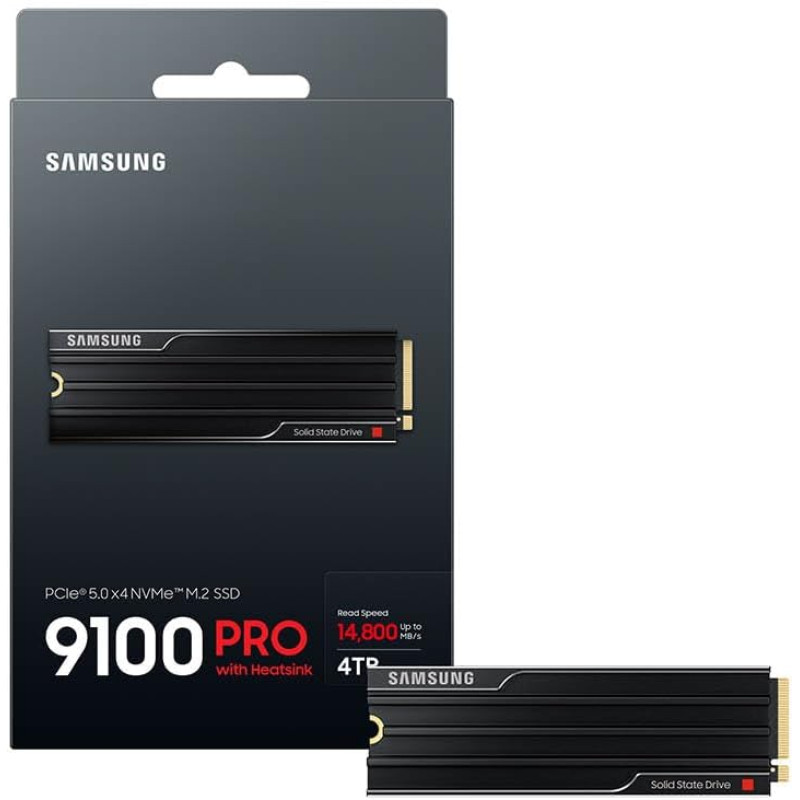 Samsung Накопичувач SSD Samsung M.2 4TB PCIe 5.0 9100PRO+ радіатор