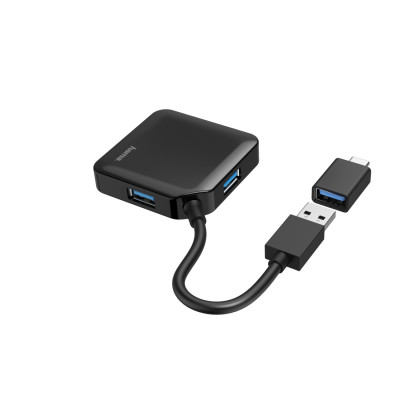 HAMA 4 Ports USB 3.2, USB-C Adapter Black