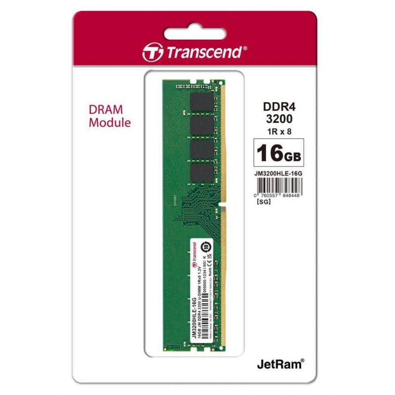 Transcend JetRam DDR4 3200 для ПК[Пам'ять ПК DDR4 16GB 3200]
