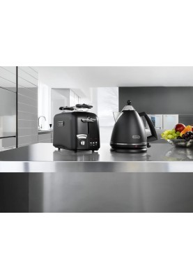 Delonghi Тостер Argento 800Вт, нержав., нековзні ніжки, чорний