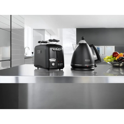 Delonghi Тостер Argento 800Вт, нержав., нековзні ніжки, чорний