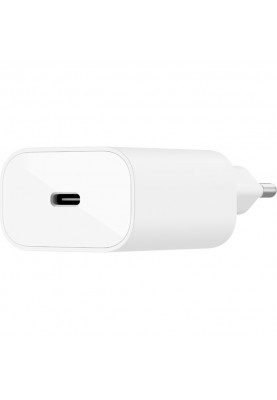 Belkin Зарядний пристрій мережевий 25Вт USB-С PD PPS, кабель USB-С > USB-C, 1м, PVC, білий