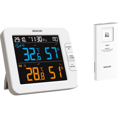 Sencor Метеостанція, внутр/зовн вимірювання, температура, вологість, час, дні тижня, календар, підтримує платформи Android та iOS, Білий Sencor Метеостанція, внутр/зовн вимірювання, температура, вологість, час, дні тижня, календар, підтримує платформи Android та iOS, Білий