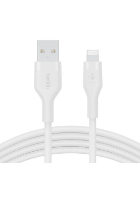 Belkin Кабель заряджання/синхронізації USB-A > Lightning, 2м, силіконовий з кліпсою, білий