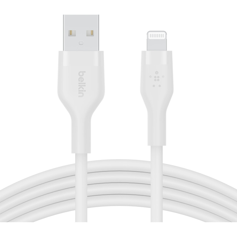 Belkin Кабель заряджання/синхронізації USB-A > Lightning, 2м, силіконовий з кліпсою, білий