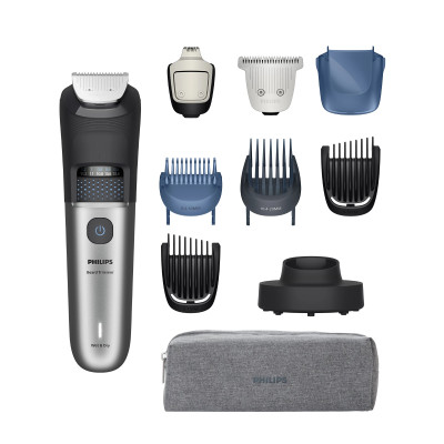 Philips Тример Philips Series 7000, для бороди і вусів, акум., сталь, чорно-сріблястий