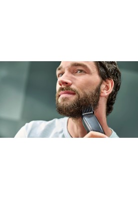 Philips Тример Beardtrimmer series 5000, для бороди і вусів, мережа+акум., насадок-2, чохол, сталь, чорний