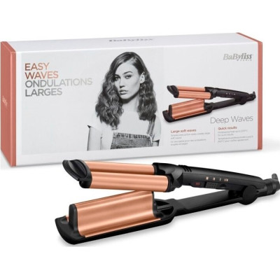 BaByliss Плойка, гофре , 85Вт, темп.режимів-3, 160-210С, природні хвилі, кераміка, турмалін , чорний BaByliss Плойка, гофре , 85Вт, темп.режимів-3, 160-210С, природні хвилі, кераміка, турмалін , чорний