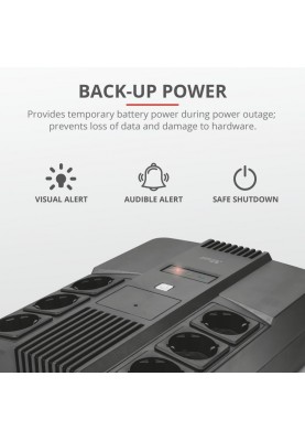 Trust Джерело безперебійного живлення Maxxon 800VA UPS 6 standard wall power outlets BLACK