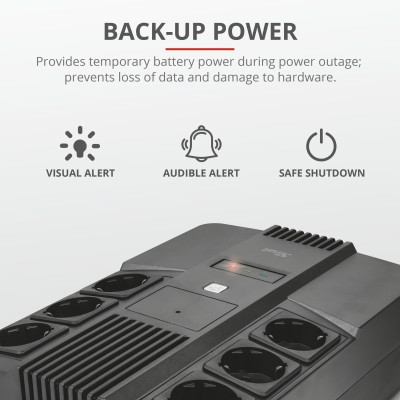 Trust Джерело безперебійного живлення Maxxon 800VA UPS 6 standard wall power outlets BLACK