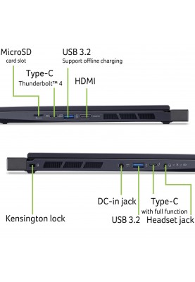 Acer Ноутбук Predator Helios Neo 14 PHN14-51 14.5" WQXGA IPS, Intel U9-185H, 32GB, F1TB, NVD4070-8, Lin, чорний