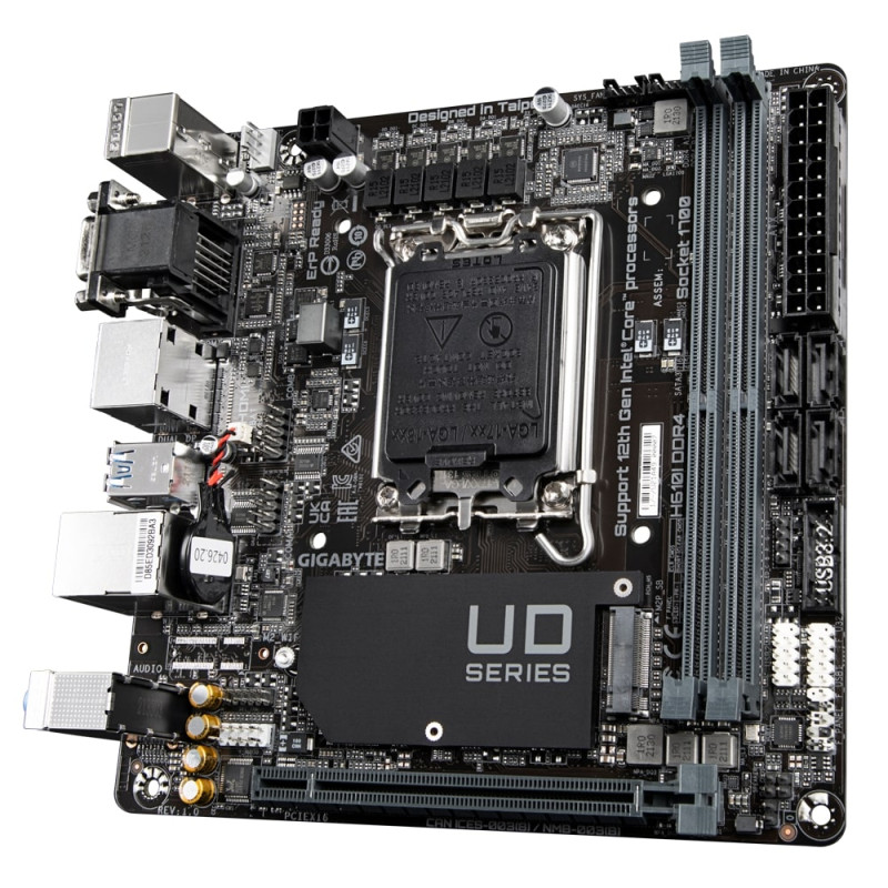 Gigabyte Материнська плата H610I DDR4 s1700 H610 2xDDR4 M.2 HDMI D-Sub mITX
