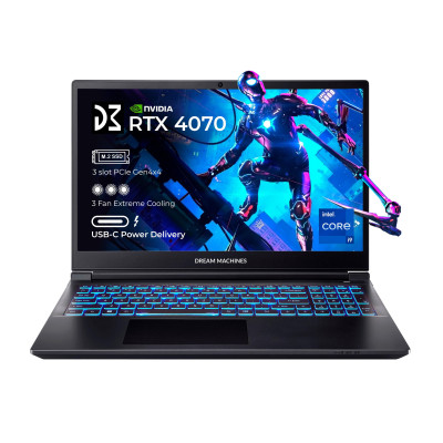Dream Machines Ноутбук RG4070-15 15.6FHD IPS, Intel i9-14900HX, 32GB, F1TB, NVD4070-8, DOS, чорний