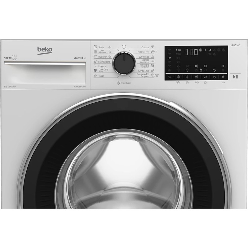 Beko Пральна машина фронтальна, 8кг, 1400, A+++, 55см, дисплей, пар, інвертор, білий