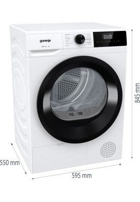 Gorenje Сушильна машина DHNE82/P конденсаційна, 8кг, А++, 60см, дисплей, білий