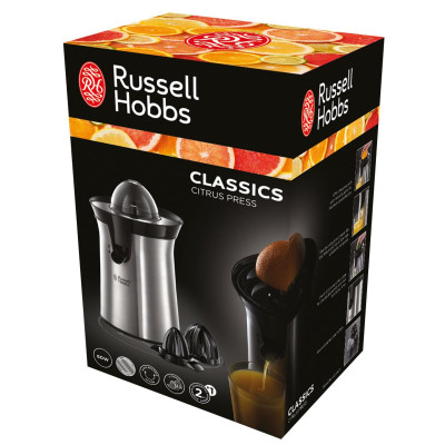 Russell Hobbs Соковитискач Classics цитрус-прес 60Вт, 2 насадки в комплекті, метал, чорний Russell Hobbs Соковитискач Classics цитрус-прес 60Вт, 2 насадки в комплекті, метал, чорний