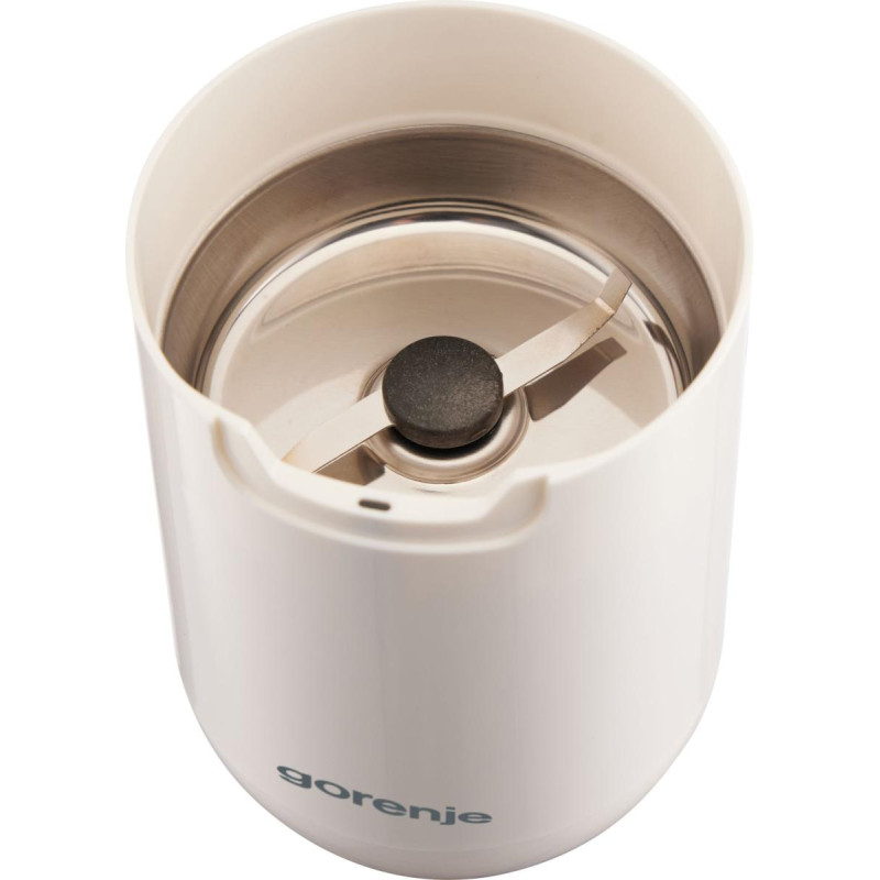 Gorenje Кавомолка роторна 150Вт, об'єм зерен-45г, 3 ступеня помолу, пластик/метал, білий