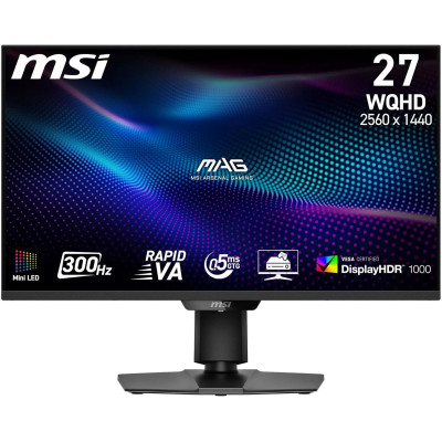MSI Монітор MSI 27" MAG 274QPF X30MV 2xHDMI, DP, Audio, miniLED, 2560x1440, 300Hz, 0.5ms, DCI-P3 97%, AdaptiveSync, Pivot, HDR1000