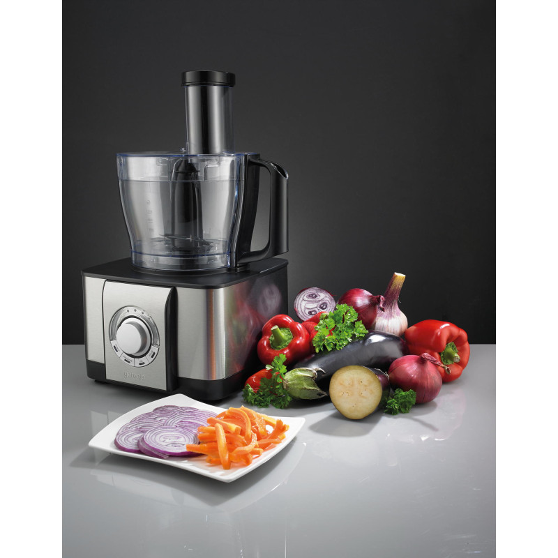 Gorenje Кухонна машина, 1000Вт, чаша-пластик, корпус-метал+пластик, насадок-9, соковитискач, кавомолка, чорний