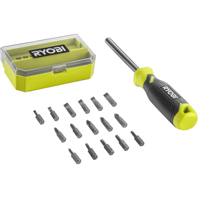 Ryobi Викрутка RHSDM1701, бітотримач 1/4", 100мм, 16 біт, SL, PH, PZ, Torx, кейс