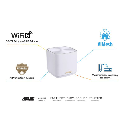 ASUS Маршрутизатор ZenWiFi XD5 3PK AX3000 1xGE LAN 1xGE WAN MU-MIMO MESH