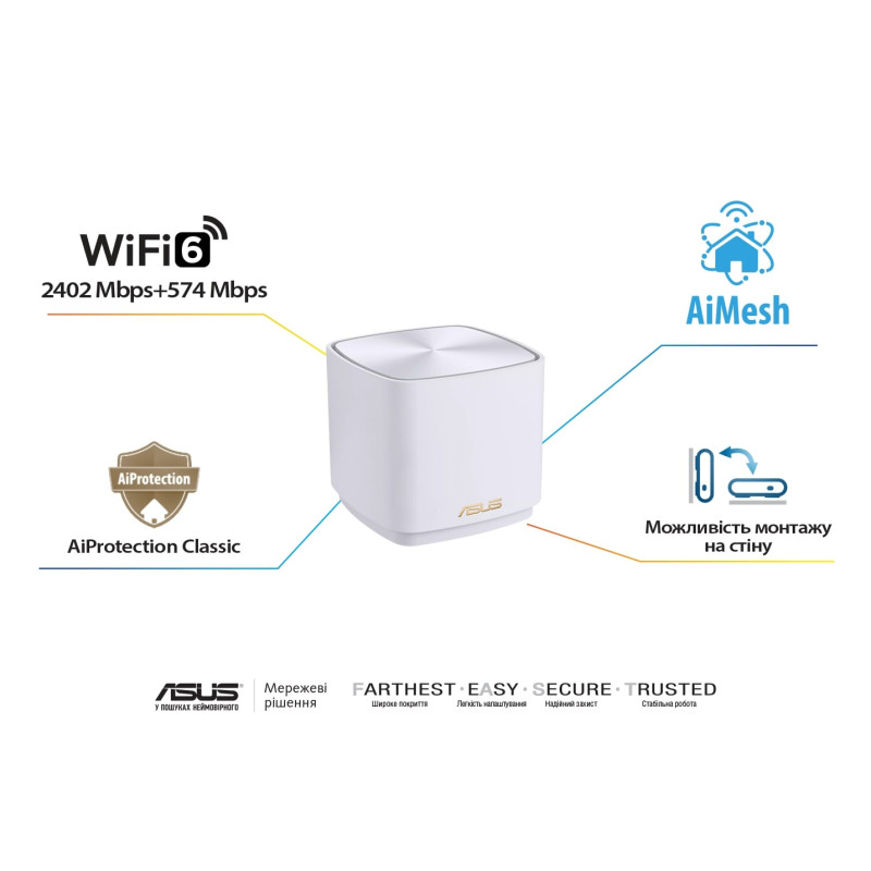 ASUS Маршрутизатор ZenWiFi XD5 3PK AX3000 1xGE LAN 1xGE WAN MU-MIMO MESH