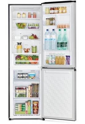 Hitachi Холодильник з нижн. мороз., 190x60х65, холод.відд.-215л, мороз.відд.-115л, 2дв., А+, NF, інв., чорний