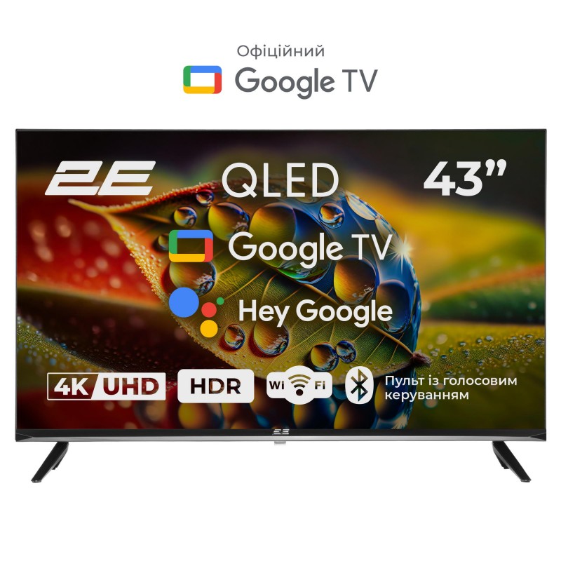 2E Телевізор 43" QLED 4K 60Hz Smart Google TV Black