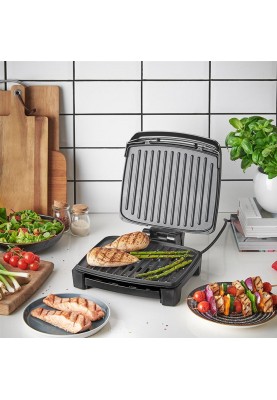 Russell Hobbs Гриль George Foreman прижимний Immersa Medium, 1300Вт, темп. режимів-1, з`ємні пластини, метал, пластик, чорний