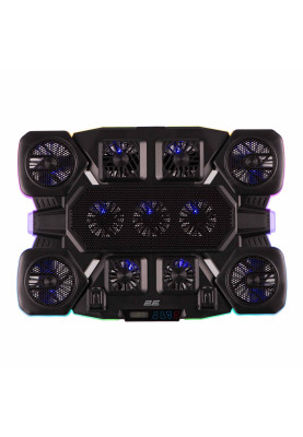 2E Gaming Підставка для ноутбука CPG-011, до 17.3", 1xUSB-A, 1xUSB-C, LCD, RGB, чорний