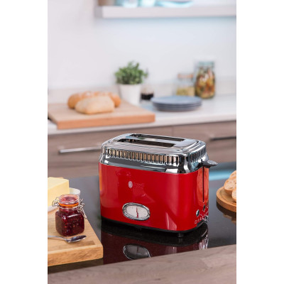 Russell Hobbs Тостер Retro, 1100Вт, метал, червоно-срібний
