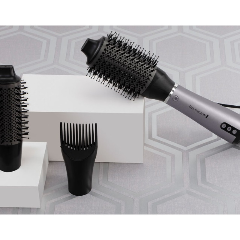 Remington Фен-щітка ProLuxe You Adaptive, 1000Вт, 3 режими, іонізація, хол. обдув, кераміка, сірий