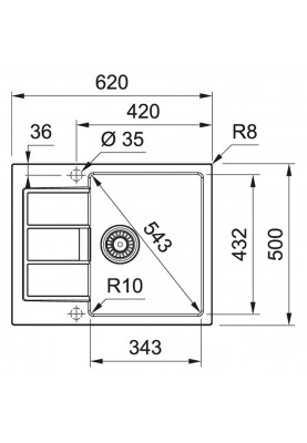 Franke Кухонна мийка Sirius 2.0 S2D 611-62/143.0627.383/тектонайт/620х500х200/врізна/сірий