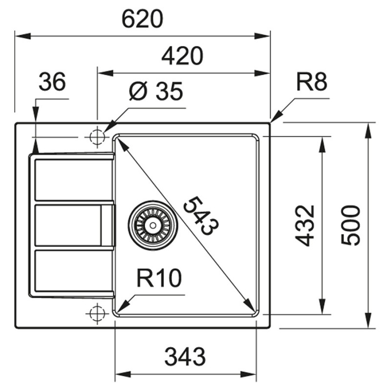 Franke Кухонна мийка Sirius 2.0 S2D 611-62/143.0627.383/тектонайт/620х500х200/врізна/сірий