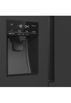Gorenje Холодильник SBS, 179х70х92см, 2 двері, 376(190)л, А++, NF+, Інв., Зона св-ті, диспенсер, генератор льоду, Зовн. Диспл, чорний