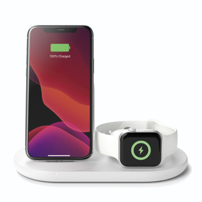 Belkin 3-in-1 Wireless Pad/Stand/Apple Watch[Зарядний пристрій бездротовий 3в1 iPhone/Watch/AirPods, білий]
