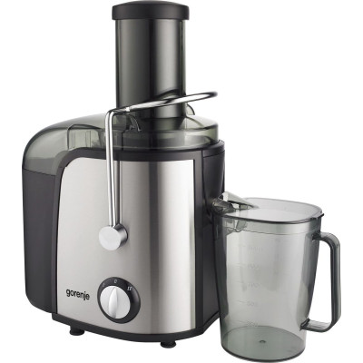 Gorenje Соковитискач відцентрований 800Вт, чаша-1.1л, жмих-1.5л, жолоб на ціле яблуко, пластик/метал, чорний