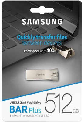 Samsung Накопичувач USB 3.1 512GB Type-A Bar Plus Срібний