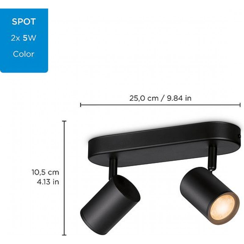 WiZ Світильник точковий накладний розумний IMAGEO Spots, 2х5W, 2200-6500K, RGB, Wi-Fi, чорний