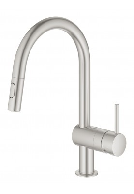 Grohe Змішувач для кухні Vento Dual Spray, довж.виливу - 223мм, поворотний/витяжний, 1важіль, супер сталь