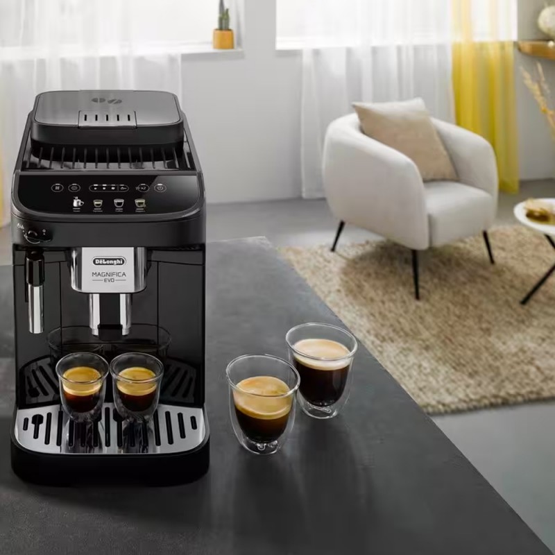 Delonghi Кавомашина Magnifica Evo, 1.8л, зерно+мелена, ручний капуч, дисплей, авторецептів -4, чорний