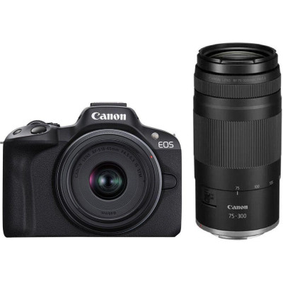 Canon Цифр. фотокамера EOS R50 + RF-S 18-45 IS STM + RF75-300 IS STM Black Canon Цифр. фотокамера EOS R50 + RF-S 18-45 IS STM + RF75-300 IS STM Black