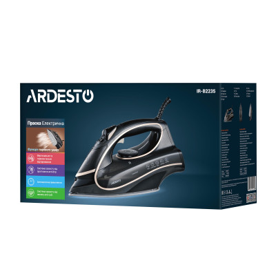 ARDESTO Праска IR-B2235, 2400Вт, 450мл, паровий удар, керам. підошва, чорно-золотий