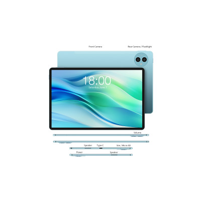 TECLAST Планшет P50 11` 6ГБ, 128ГБ, LTE, 8000мА рік, Android, блакитіній