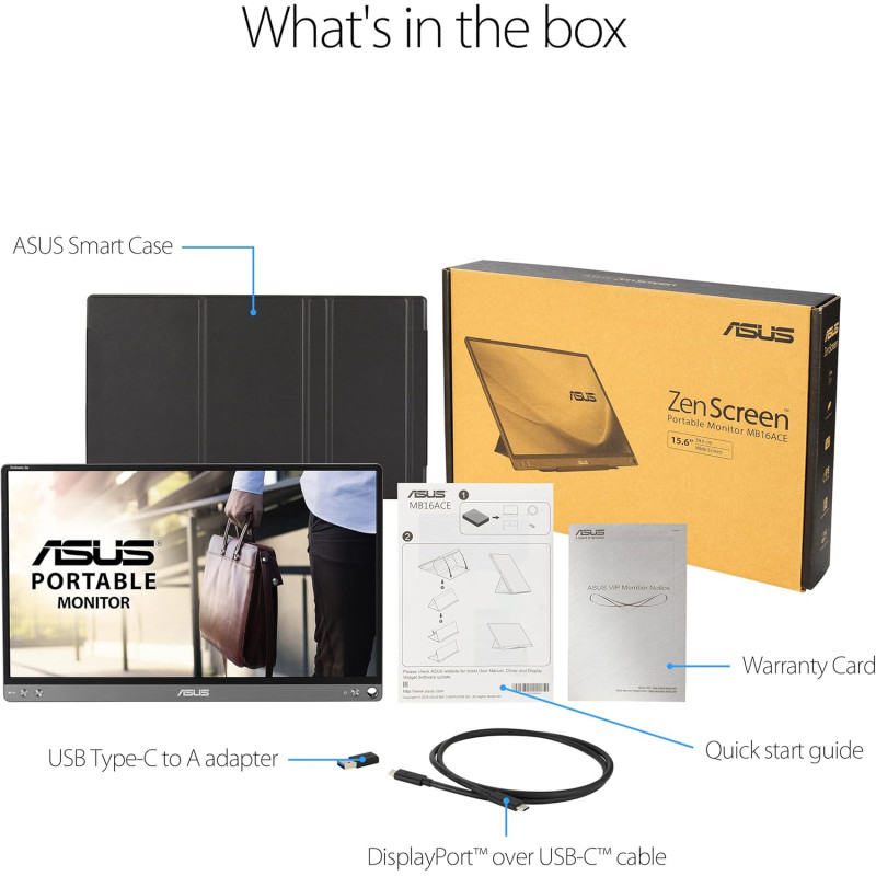 ASUS Монітор портативний 15.6" ZenScreen MB16ACE USB-C, IPS, Case
