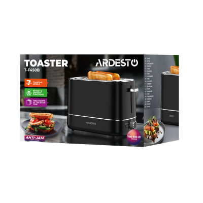 ARDESTO Тостер T-F420B, 800Вт, пластик, 2 слоти, чорний ARDESTO Тостер T-F420B, 800Вт, пластик, 2 слоти, чорний