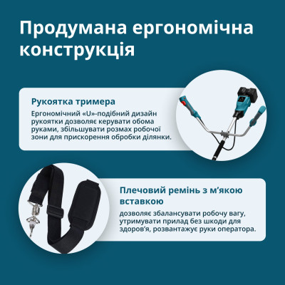 Könner & Söhnen Набір із двох акумуляторних інструментів KS 43LM-BCT40V-SET 40В(20+20В) газонокосарка KS 43LM-40V та тример садовий KS BCT-40V акб 2х4А·год ЗП 22.5кг