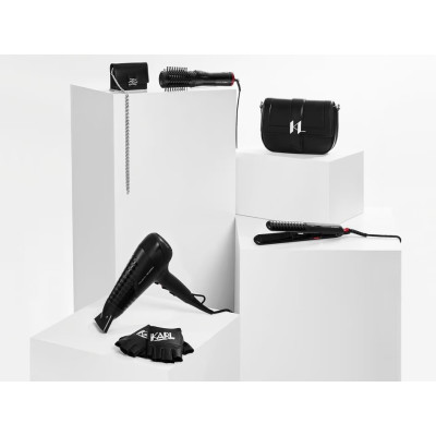 Rowenta Фен-щітка Karl Lagerfeld Activ Keratin&Shine, 1000Вт, 2 режими, іоніз-я, чорний