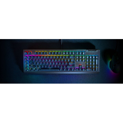 Razer Клавіатура механічна BlackWidow V4 X 110key, Green Switch, USB-A, EN/RU, RGB, чорний